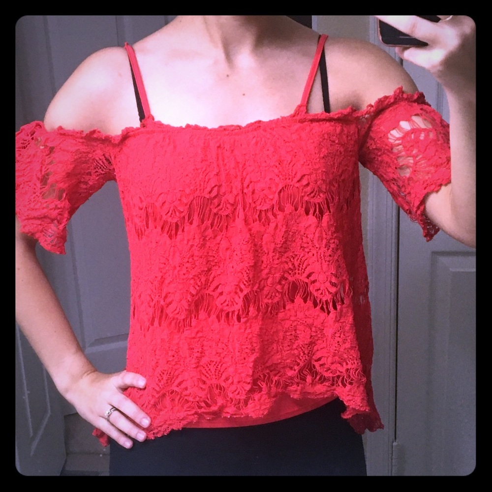 Cute red lace top